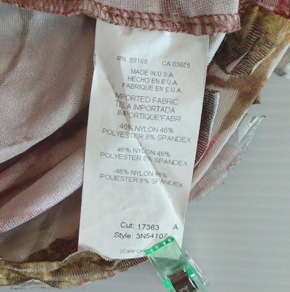 Karen Kane top, 3/4 sleeve, olive and rusty colors, XL - Picture 2 of 6